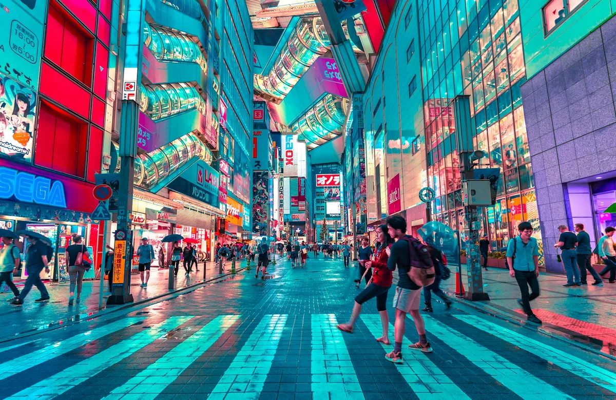 Tokio Skyline bei Nacht mit Blick auf den Fuji